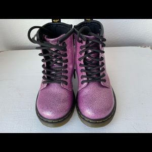 Dr Martens Baby Girl Glitter Pink Combat Boots size 6
